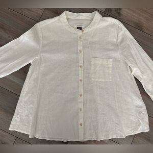 Anthropologie Pilcro Women's Cream Linen Blend Button-Down Shirt Size Small